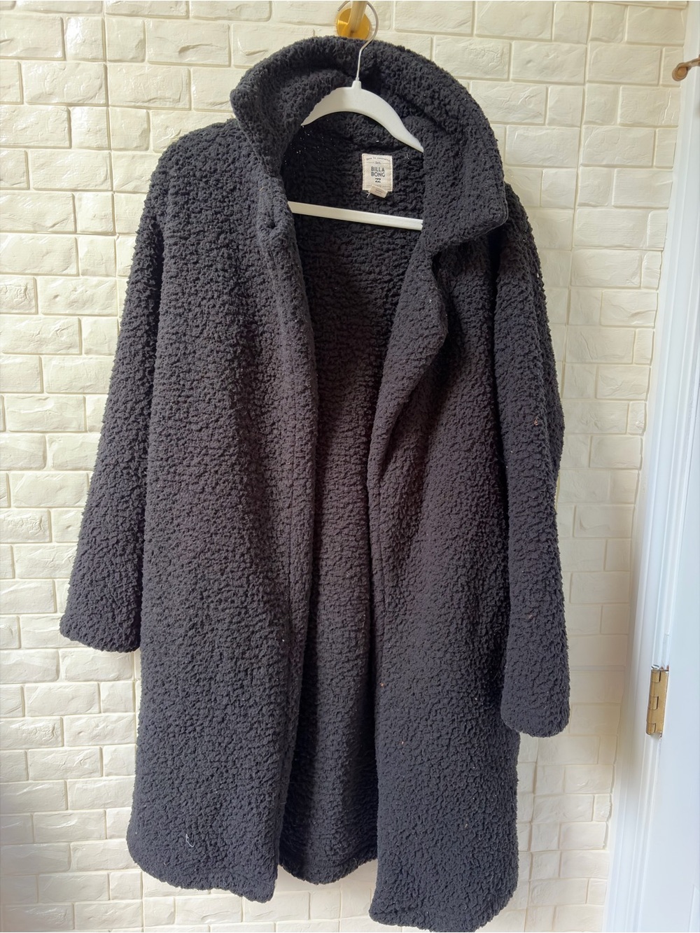 Billabong Black Teddy Coat with Open Front